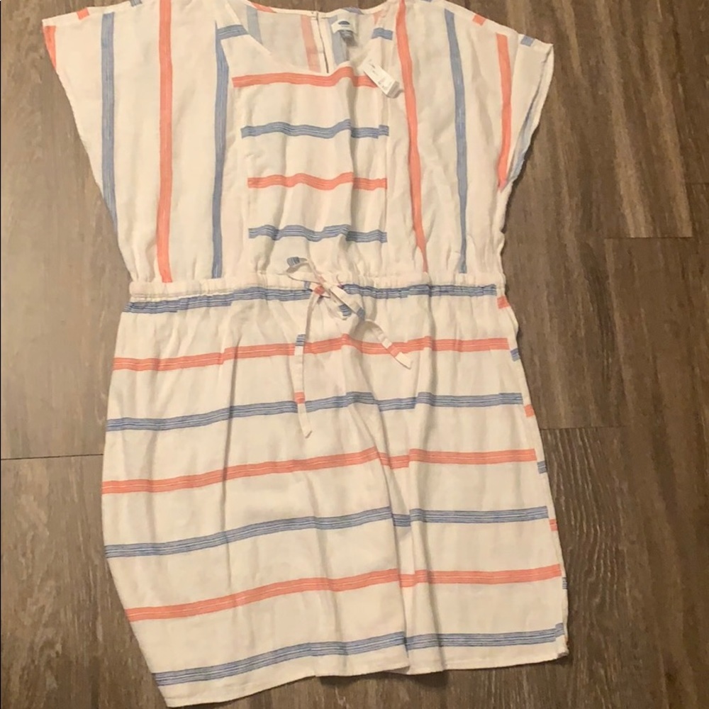 New Old Navy 3x orange/blue/white linen dress